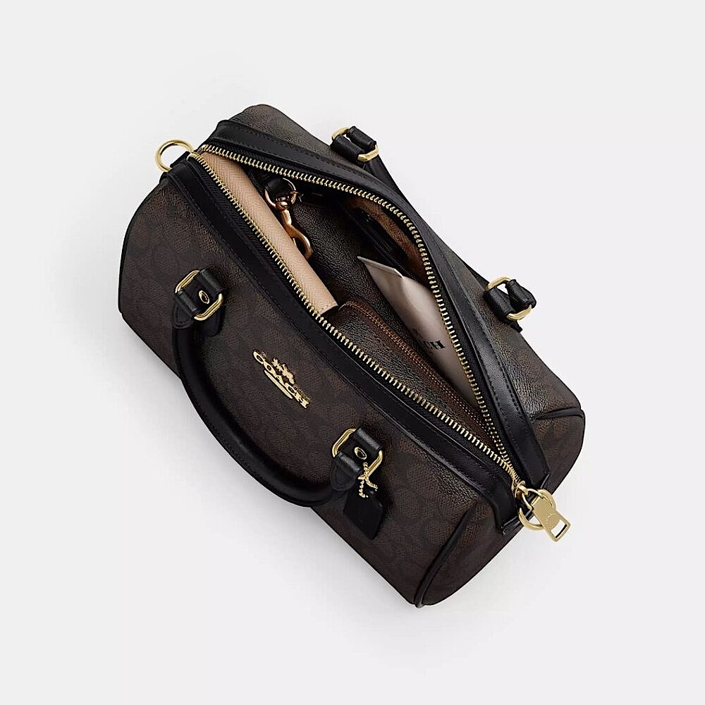 Coach Rowan Satchel Bag In Signature Canvas With Bow Print - Picture 7 of 7